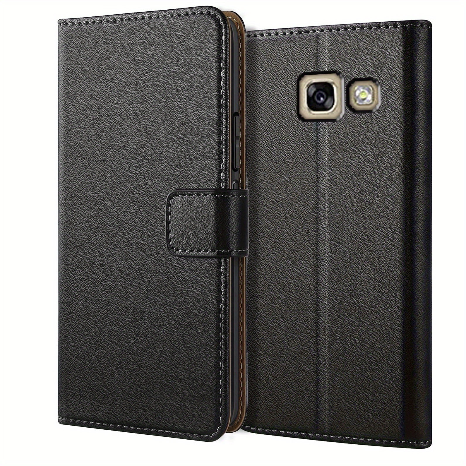 TEMU Phone Case: For Galaxy A5 A6 A7 A8 A9 Plus 2017 2018 Galaxy A2 Core Wallet Case With Kickstand Black Faux Leather Flip Protective Phone Case