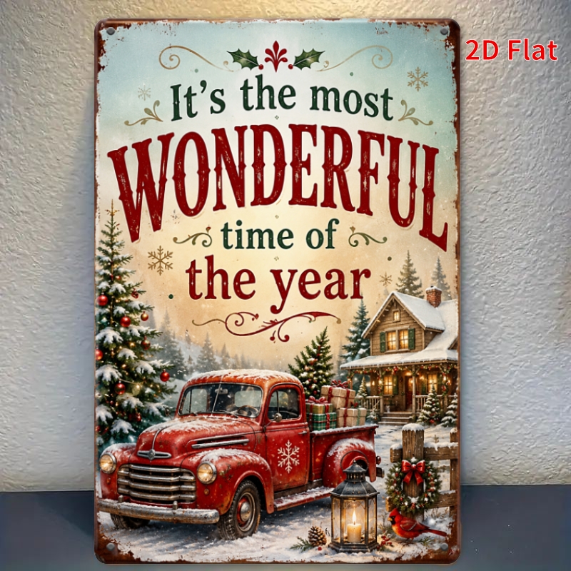 TEMU 2d Flat - [2d Flat], 1pc 30x20cm - Christmas Vintage Tin Sign, The Most Of The Year Decorative Signs, Wall Decor For Cabin Farmhouse Home, Xmas