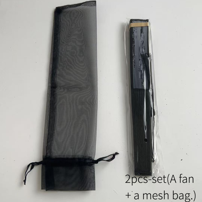 TEMU 2pcs Includes ( Bags And 1random Styledurable Bamboo Handheld Folding Fans). Handcrafted Bamboo Silk Fans Are Suitable As Wedding Guest Favors,
