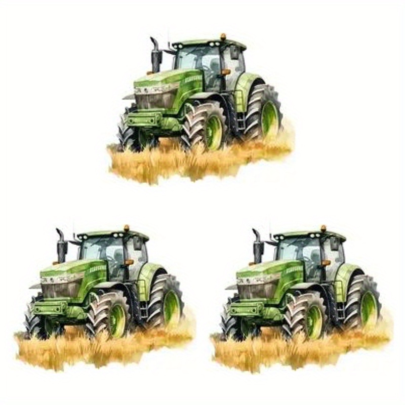 TEMU 3pcs Of Iron-on Transfer Stickers With Agricultural Machinery Designs, Washable, Easy To Apply, Suitable For T-shirts, Jeans, And Sweatshirts,