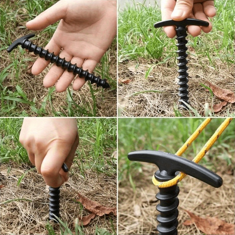8pcs Heavy-Duty Wind-Resistant Tent Stakes, Spiral Design with Ergonomic Handle, Portable Ground Nails for Tents, Tarps & Canopies