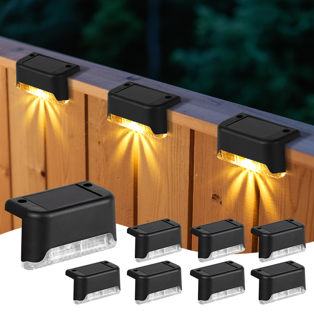 7pcs Solar Deck Lights, Outdoor Led Lights Decor Flower Bed Solar Step Lights For Fence, Yard, Stairs, Step, Post, Deck, And Driveway