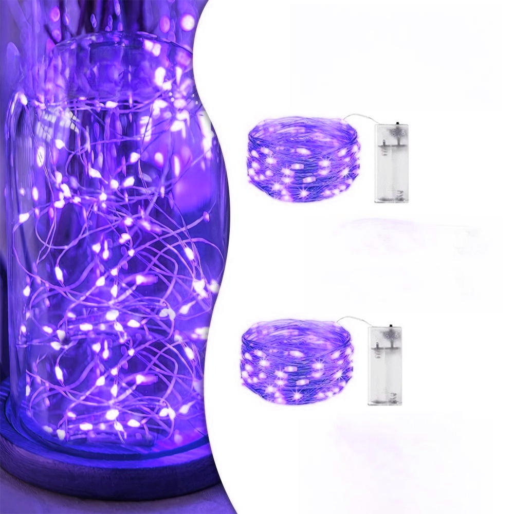 TEMU 2pcs/4pcs/set, Halloween Decoration, Lights, 2m 20led, Purple Light String, Mini Light, Firefly Starlight, Christmas Light, Indoor Light String,