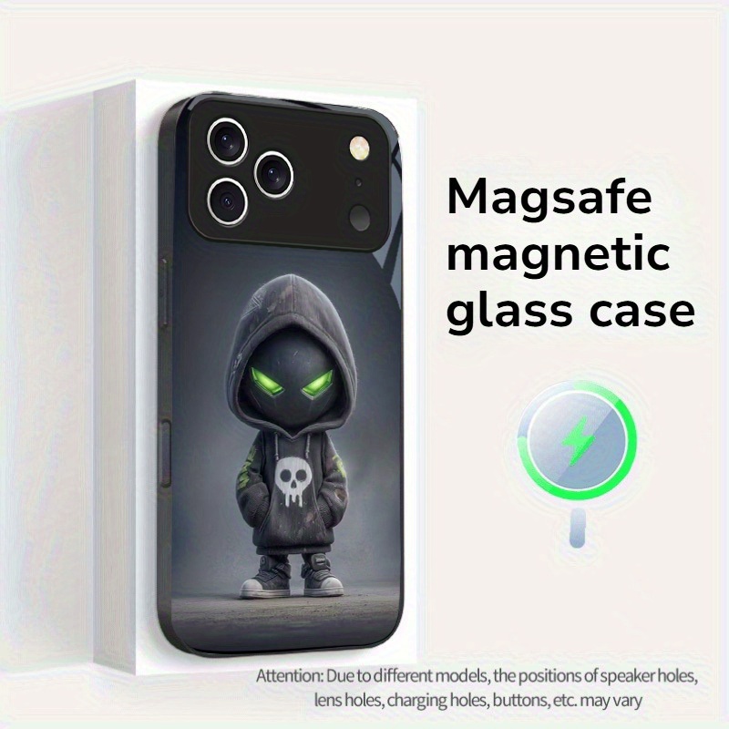 TEMU Phone Case - Cool Kids Pattern Magnetic Tempered Glass Phone Case, Suitable For Iphone X/xr/xs/xs Max/11/12/13/14/15/16/17 Air/plus/pro/pro Max,