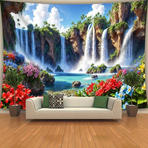 1 extra-große atemberaubende wasserfall-landschaft natur ästhetik bedruckter polyester-hintergrund – für geburtstage, raumdekorationen & partythemen in wohnzimmern oder studentenzimbern