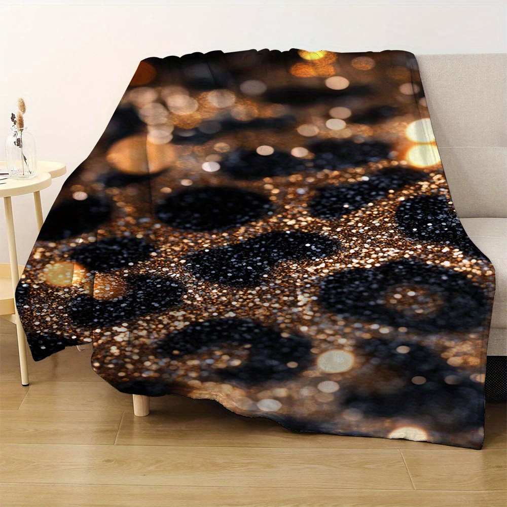 1pc   and   print flannel fleece blanket soft warm throw for sofa office bed camping travel multipurpose gift ideal christmas present   hypoallergenic   polyester knit fabric 200 250gsm nap blanket details 1