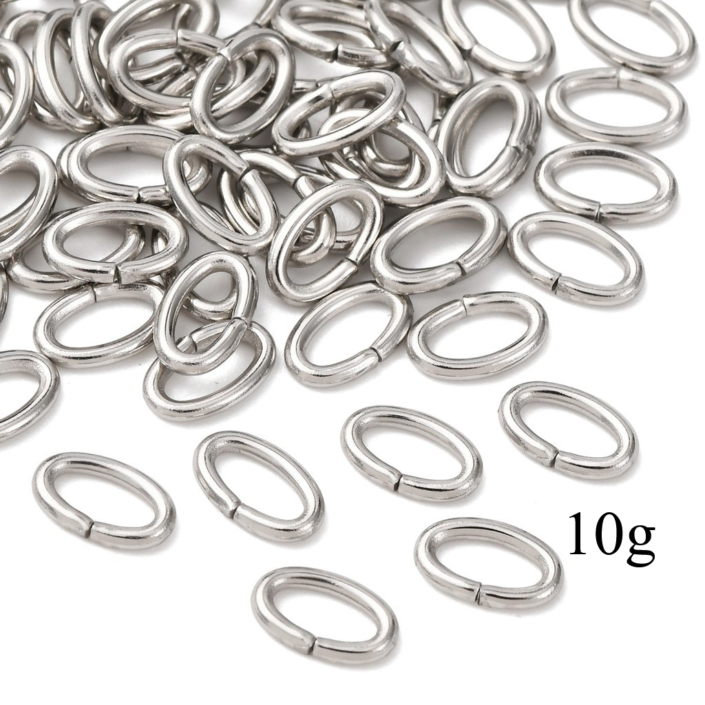 TEMU 10g Tarnish Resistant 304 Stainless Steel Open Jump Rings, Oval, Stainless , 8x5x1.2mm, 17 Gauge, About 66pcs/10g, Earring Necklace Bracelet