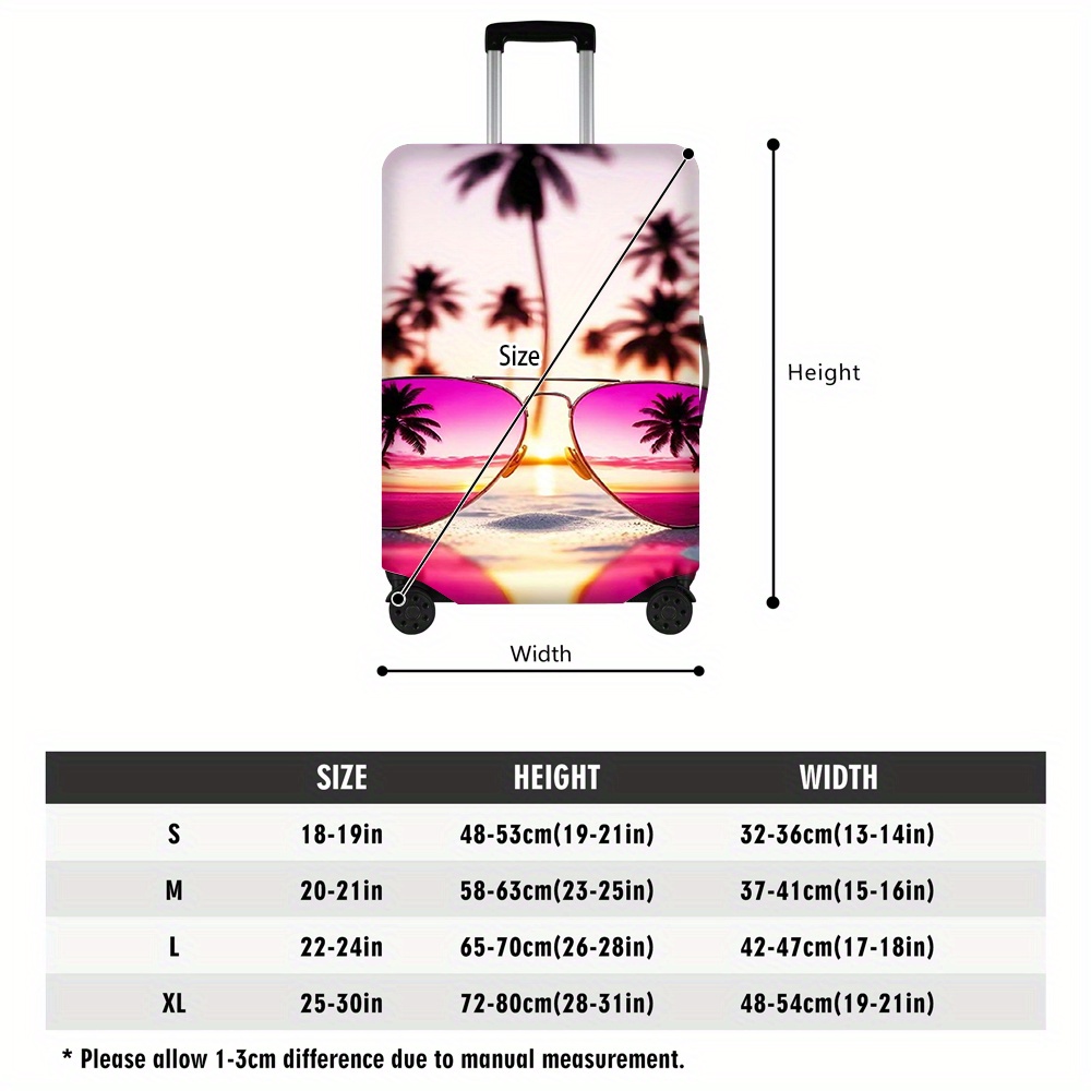 TEMU Pink Sunglasses Suitcase Cover, - Washable Polyester, Luggage Protector With , Fits Sizes, Travel Accessory | Design | , Luggage For