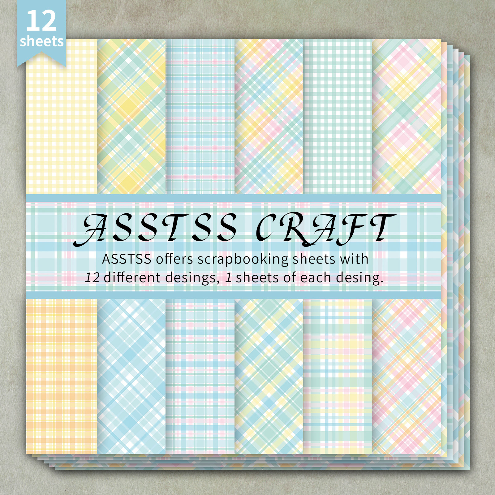 TEMU Bloc de papier épais pour scrapbooking ASSTSS de 12 feuilles, adapté au journaling, au collage , aux cartes de vœux - Feuilles de carton 6"x6" à