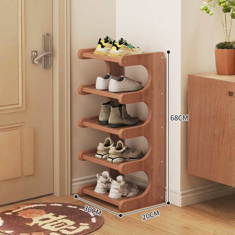 Image of Narrow Multi-tier Shoe Rack, Space-saving Storage Shelf For Entrance Hall Corner, Simple Shoe Cabinet For Dorm Home, Christmas Gift