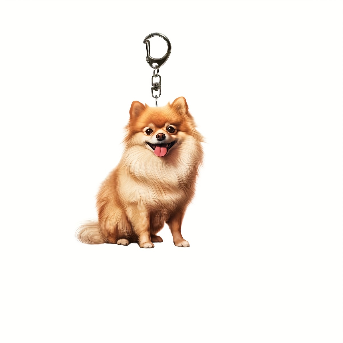 TEMU Un porte-clés Poméranien en acrylique, porte-clés chien de dessin , adapté aux sacs et portefeuilles