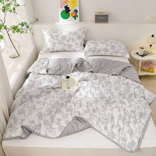 1pc gray leaf vine summer cooling quilt breathable and washable summer air conditioning quilt for home and use