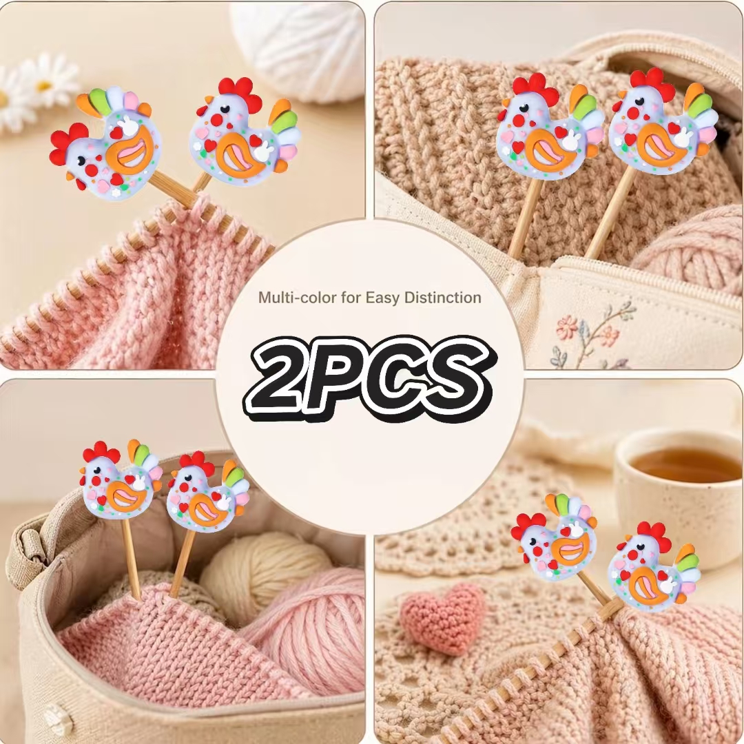 TEMU 2-pack Of Needle Tip Protectors, Reborn Chick-shaped Needle Caps, Colored Chick Knitting Needle Caps And Other Styles. Knitting Needle Stoppers,