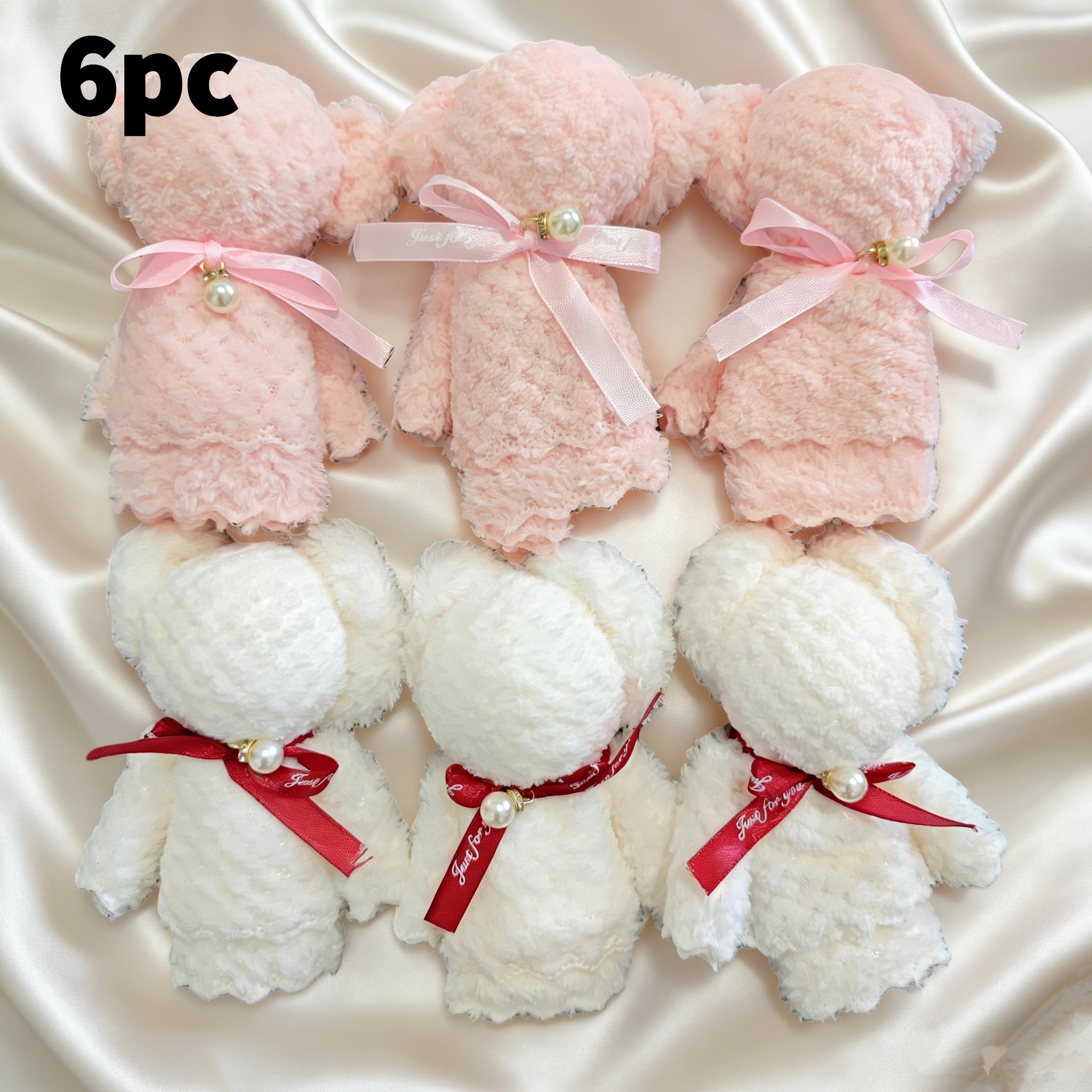 E-shop 6 Stück Zufällige Stile Entzückende Teddybär Handtuch-Geschenke - Weiches Polyester, Ideal für Hochzeiten, Brautpartys, Weihnachten und
