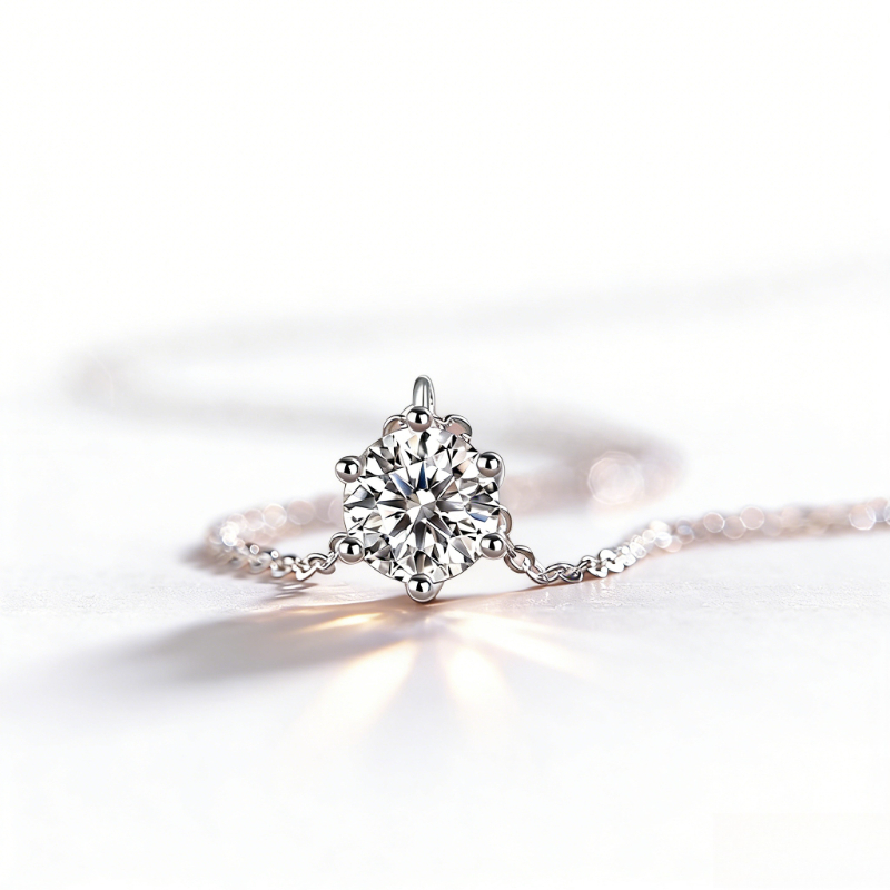925 Silvery 6-Prong Moissanite Pendant Necklace
