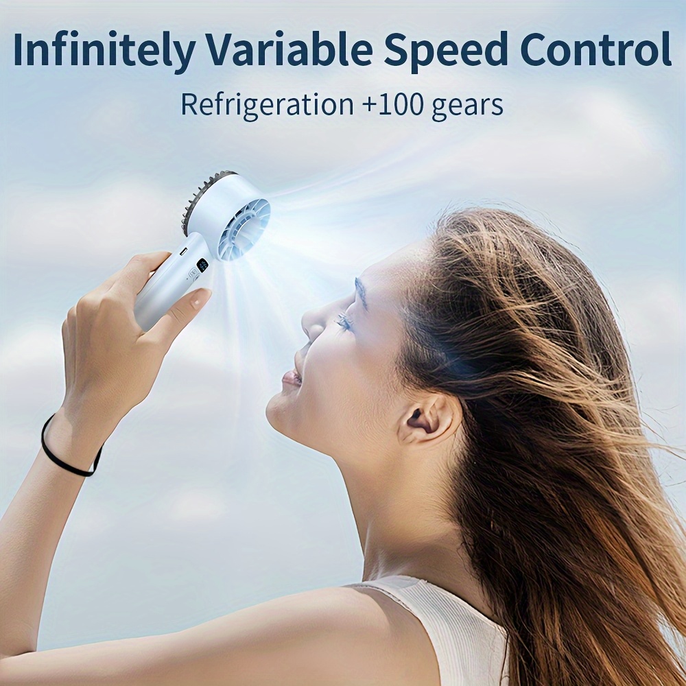 5200mAh Ice-Cool Handheld Fan 3-in-1 Run, 100-speed LED Display Luxury, Portable AC for Home/office/travel (black/white/blue)