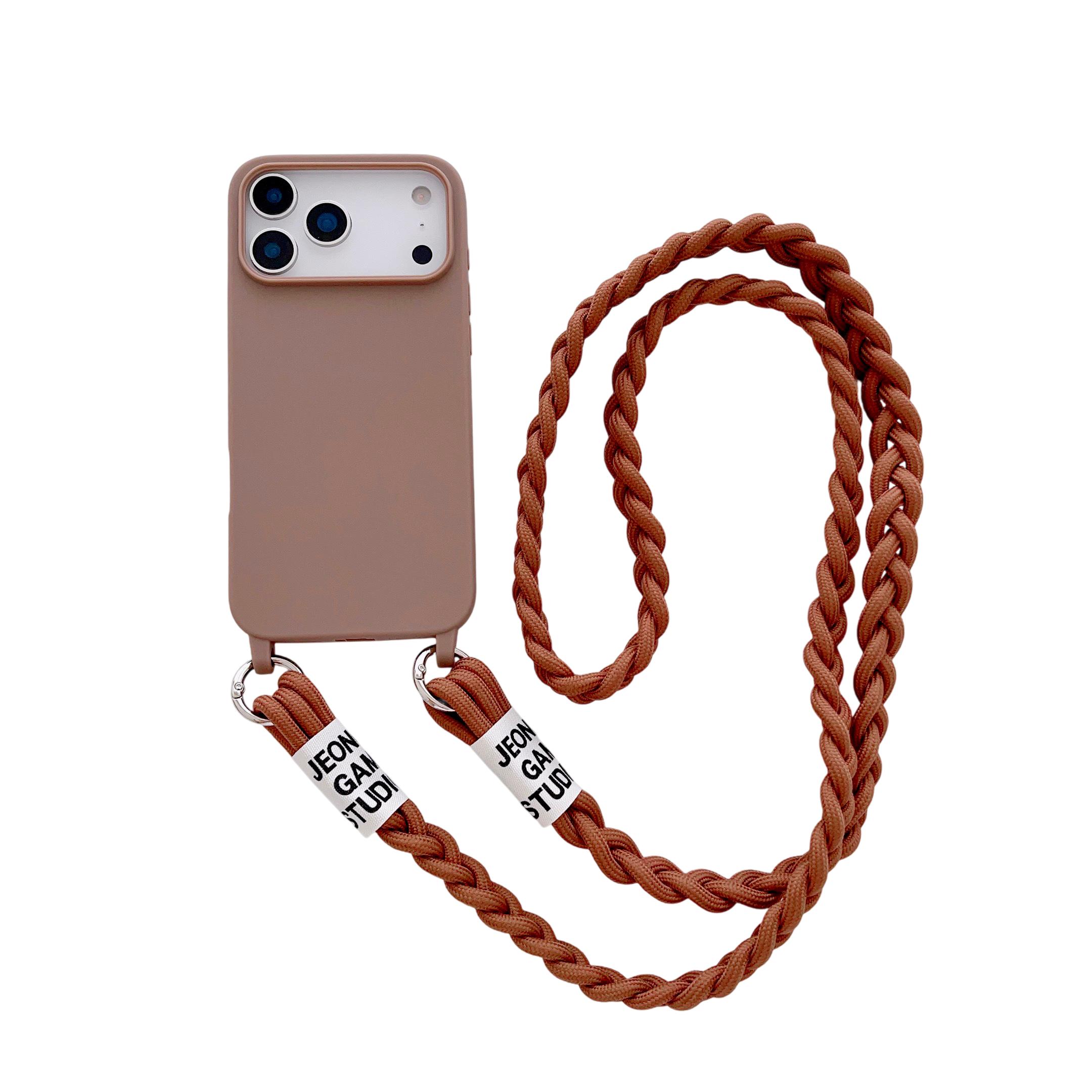 TEMU Phone Case: Colorful Frosted Candy-colored Large-hole   Twisted Rope Lanyard Phone Case, Suitable For Full-coverage Drop-proof Protective Cover,