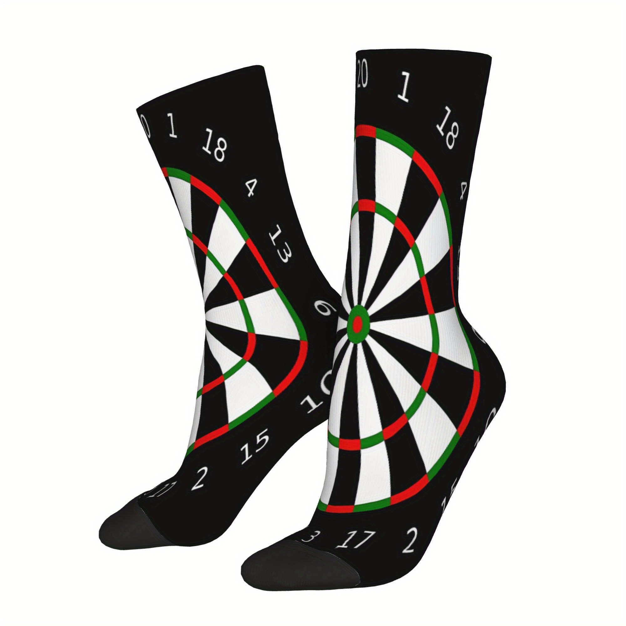 TEMU 1 Pair Men's Compression Socks Dart Board Black Vintage Harajuku Hip Hop Novelty Pattern Daily Wear Crazy Sock Gift Printed