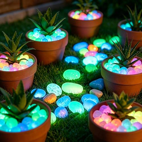 120pcs luminous stones mixed rocks decorations decorative pebbles for aquarium fish tank sidewalk garden patio terrace lawn yard ornaments colorful decor