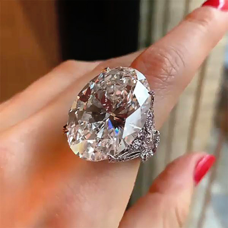E-shop Luxuriöse gravierte Schmetterling-Einlage Taubenei Zirkonia Heiratsantrag Ringe für Frauen Hochzeit Verlobungsbankette Party Temperament Ringe
