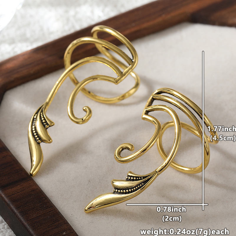 Vintage Bohemian Wing Design Golden Clip Earrings