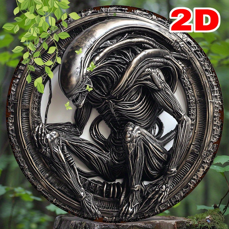 

Room Decor 1pc Themed Metal Wall Art, 2d Black Figurine Aluminum Sign, Wreath Design, For Home Entrance And Coffee Shop Decor