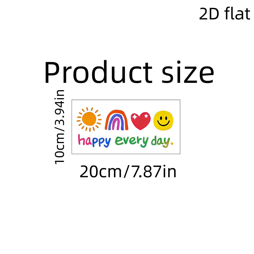 TEMU 2d Flat, 1pc "happy Day" Simple Colorful Static Cling Window Decal, For Vanity And Washstand, Reusable Pvc Material, 2d Flat