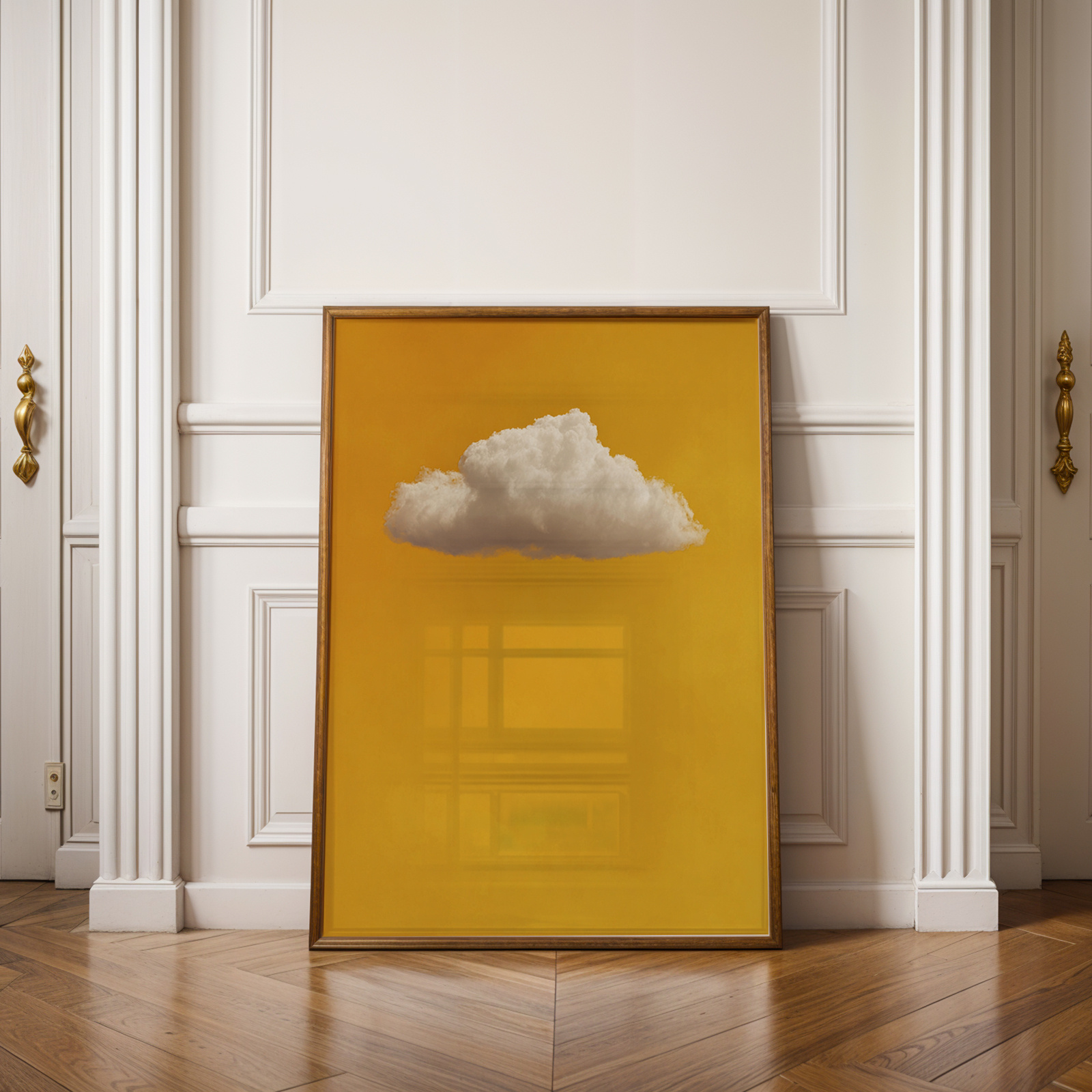 TEMU 2d Flat, 2d Flat, 1pc, Wall Art, Retro Poster, Minimalist Sunny Yellow Art Print, Canvas Painting, Frameless, Unique And Aesthetic Decoration,