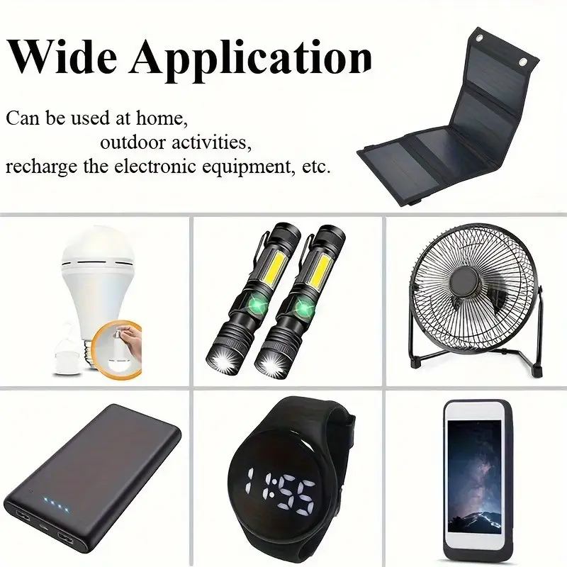 1pc 20w portable solar panel - usb-powered outdoor power bank with 4 usb ports, compact & lightweight design for camping, travel, home use - solar phone charger, camper accessories, solution, durable solar panel Product details 5