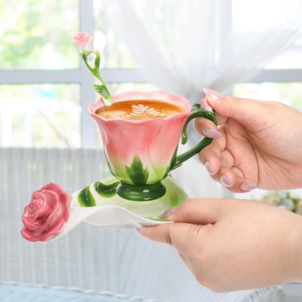   cups with saucer and spoon, 4. 5oz small ceramic rose flower tea cup set for women,   vintage   mug, porcelain fancy teaware for mother s day birthday gift party, cups for tea,  , teacup, coffee cup, tea sets, home  ,   cup, elegant teaware,   ceramics, hand  mug, party favors, home decor lovers Product details 0
