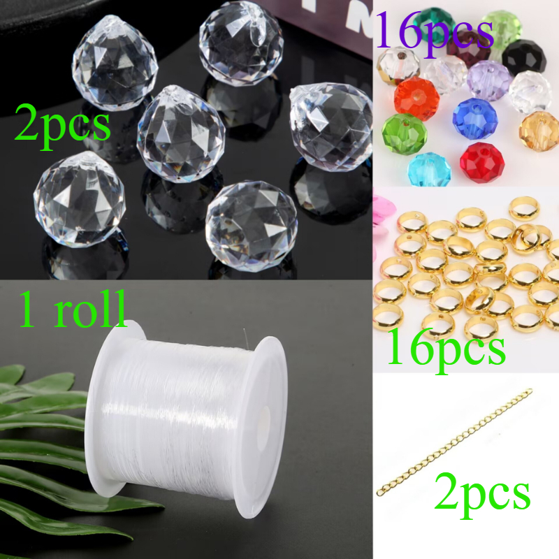 TEMU Kit de bricolage 37 pièces pour attrape-soleil en cristal avec perles multicolores et prismatiques - Transparent, convient , , de , la