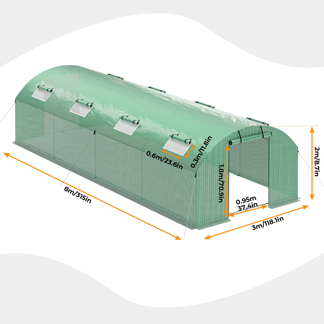 Image of Greenhouse, Plant Cultivation Greenhouse, Uv-proof, Vegetable, Tomato And Flower Greenhouse, Stable, Suitable For Garden, Courtyard And Balcony, 400x300x200cm/ 600x300x200cm/800x300x200cm