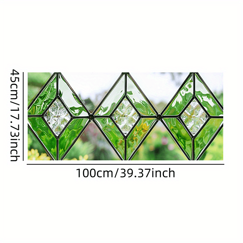 TEMU 1pc Of Stylish Artistic Window Film, 2d Flat Diamond Pattern Colored Glass Window Sticker, Decorative Stickers For Glass Doors And Windows, Pvc