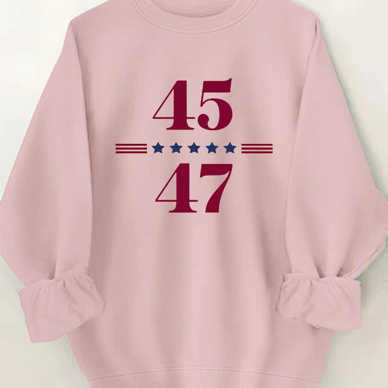 

Women's Casual Crew Neck Sweatshirt With Letter Print - Soft Polyester, Machine Washable, Spring & Fall