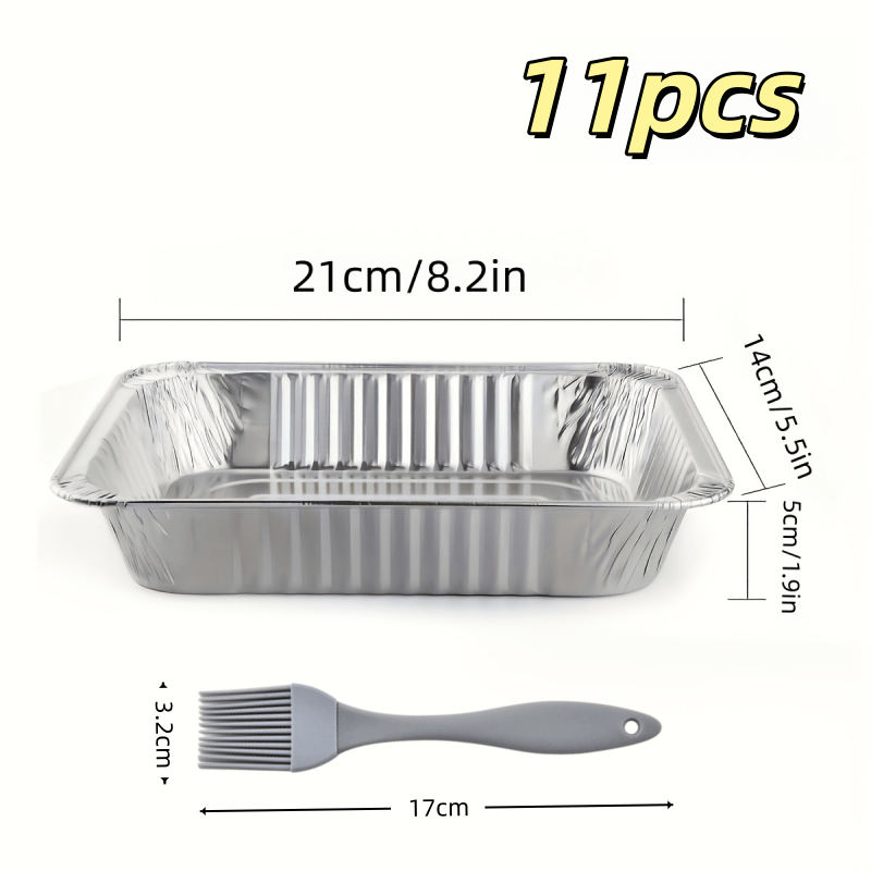 TEMU 11pcs Heavy-duty Disposable Aluminum Foil Pack (including 1 Brush), Food-grade Safe Aluminum Foil, Suitable For Baking, Grilling, Roasting And