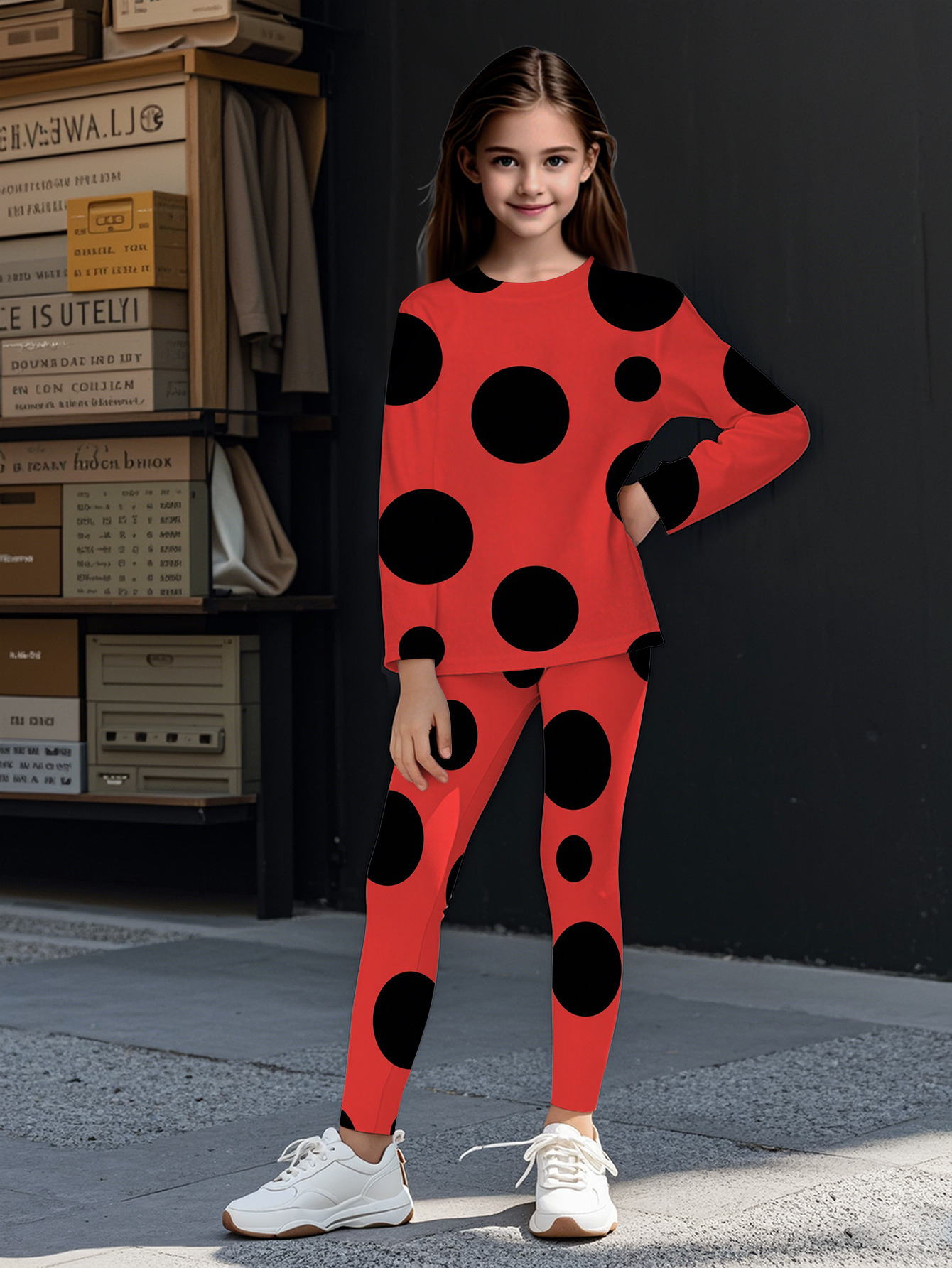   Latest Trendy Cute Cool Mixed Color Long Sleeve Top and Leggings Set for Girls, Casual Spring Summer Autumn   Birthday Gift Outdoor Sports Random Print,   Outdoor