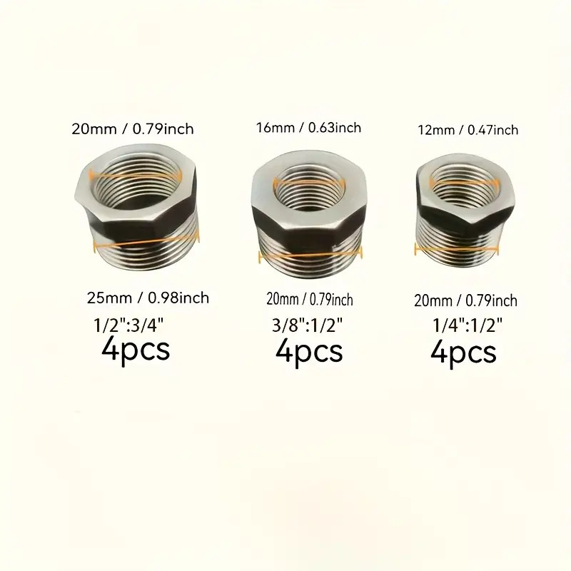 12pcs Multi-diameter Conversion Adapters | Transition Fittings For Hydraulic & Pneumatic Line Applications | Bidirectional Size Technology With Universal Npt/ Compatibility | Material: