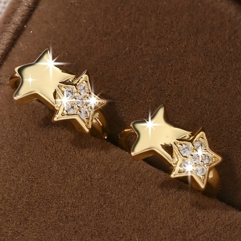 Women's Blingbling Double Star Hoops with April Birthstone