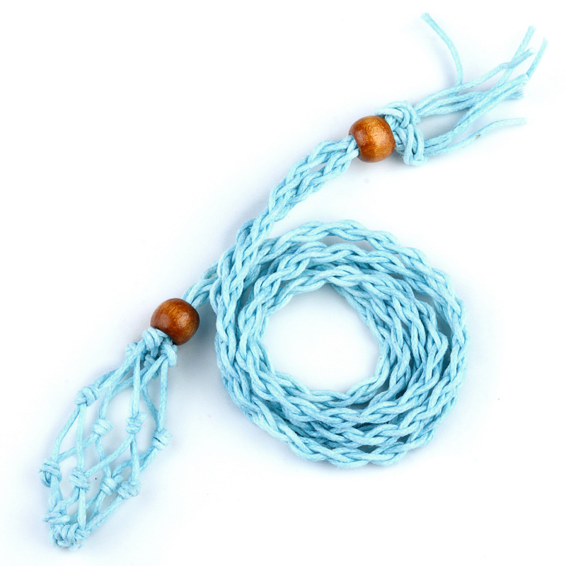2pcs Handmade Adjustable Braided Net Bag Necklace with Stone Pendant