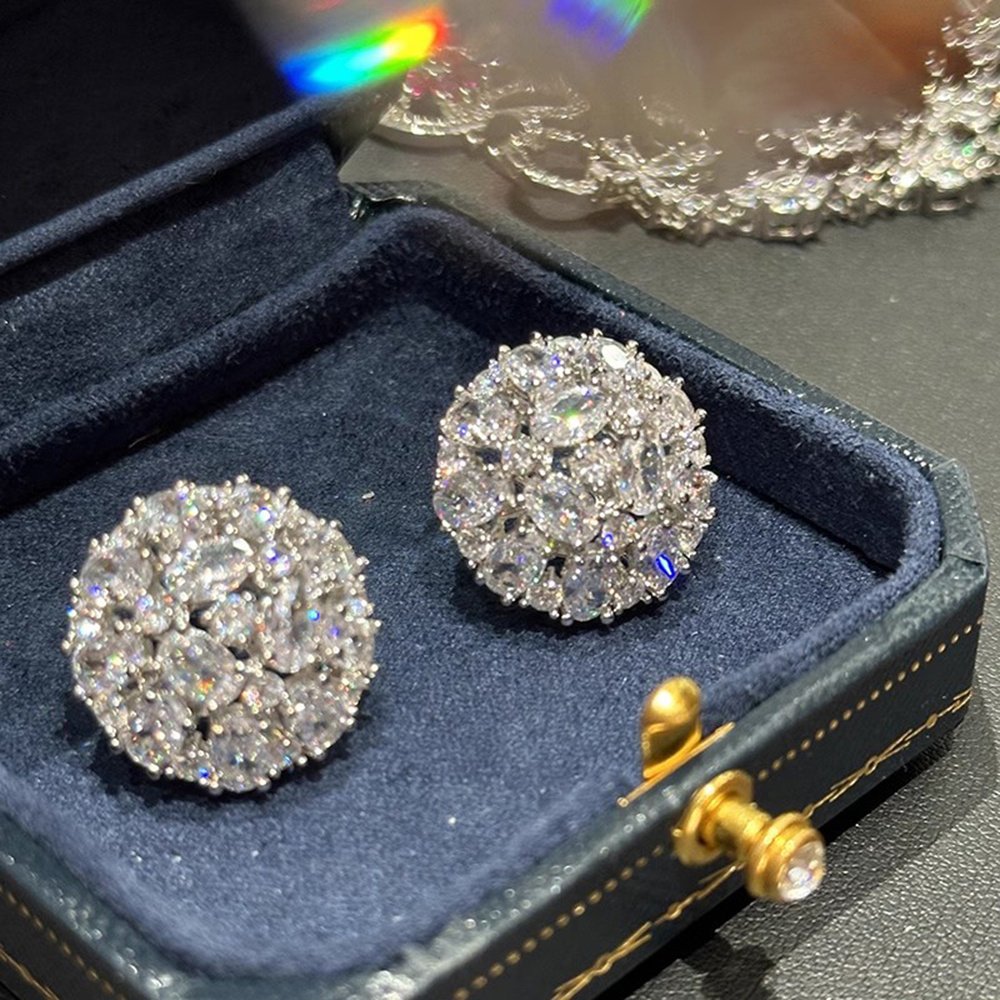 Women's Multi-layer Inlay Flower Cluster Stud Earrings