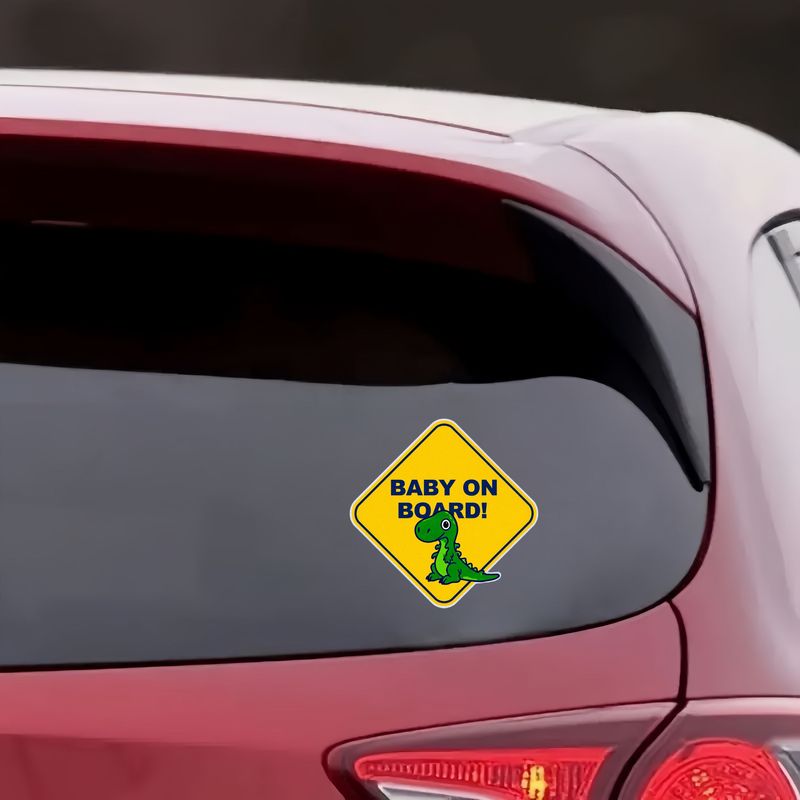 Yellow Diamond-Shaped Car Warning Sticker, Baby on Board
