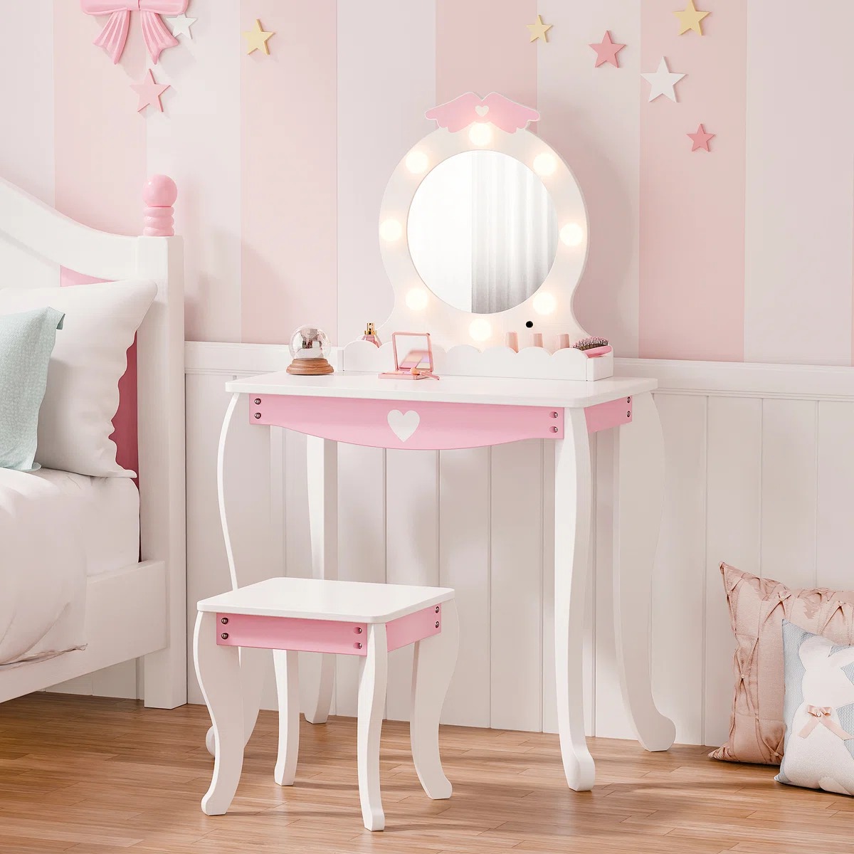 open lace back dress Pink Vanity Table 