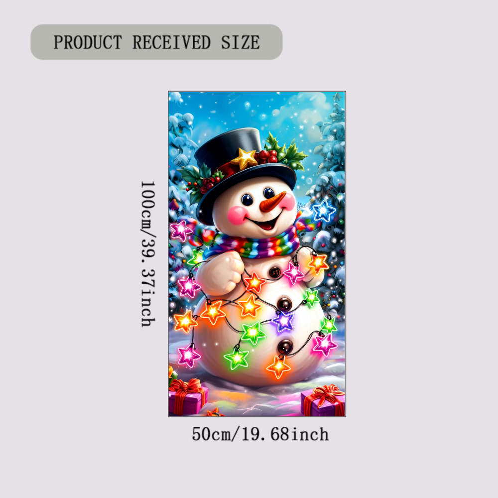 TEMU 1pc Vibrant Colorful Snowman With Star Lights Static Window Clings Window Stickers Festive Winter Scene For Door Bedroom Living Room Christmas