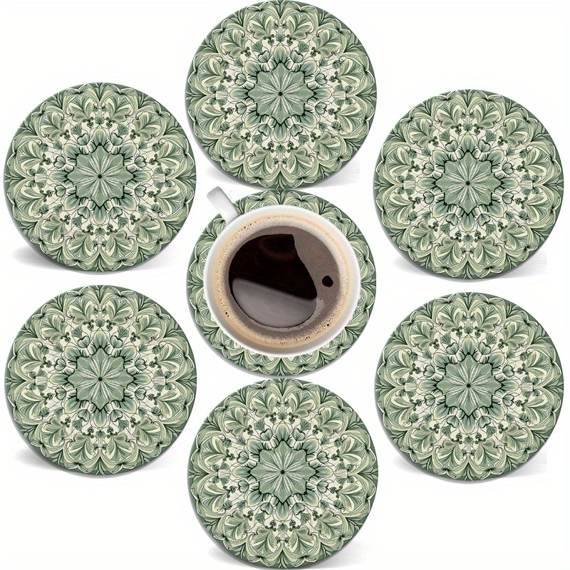 Image of 6pcs Recycled Wood Coasters With Light - Round Heat-resistant Drink Pads Suitable For Home Decor, Table, Holiday Gifts (christmas, Housewarming) - Table Protectors, 2d Flat