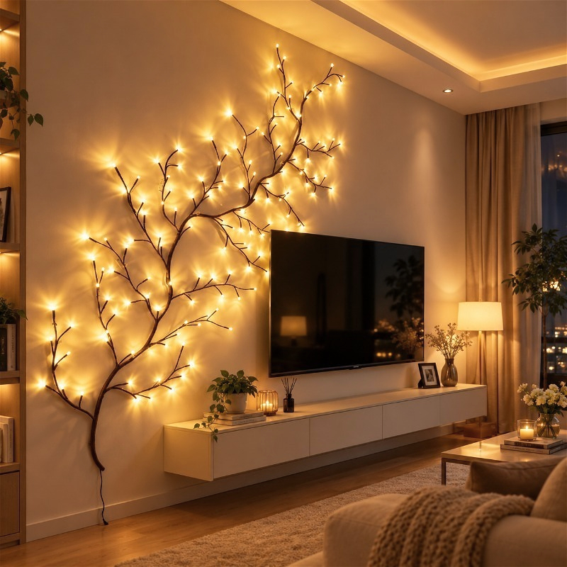 TEMU 1pc 160cm/72pcs Led Vine Branch Lights, Branch Shape To Suit Needs, Equipped With 8 Flash , Usb Powered, Ideal For Indoor Decoration, Suitable