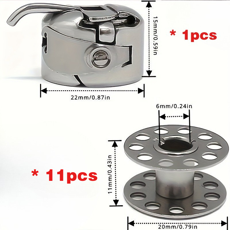 TEMU 12pcs Metal Bobbins & Bobbin Case Set, Universal Replacement For Brother , Fits Class 15 Sewing Machine Needle