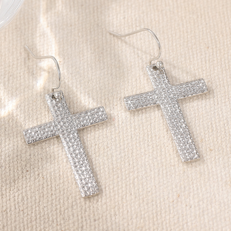 Christian Cross Dangle Earrings, Artisan Handmade