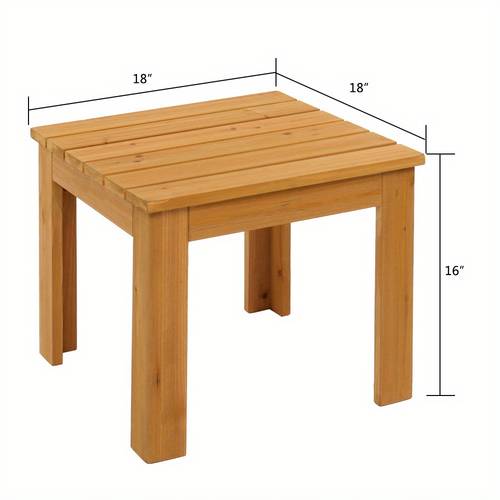 18in 16inh fir square teak patio side table