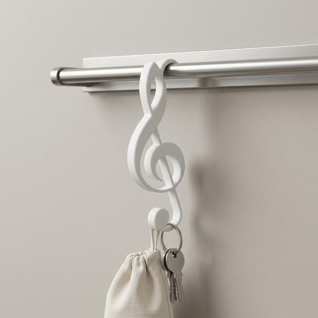 TEMU 3d Printed Treble Clef Round Rod Decorative Hook | Elegant Musical Note Rack, Can Hang Towels, Belts, Bags | Unique Gift For Musicians And Music