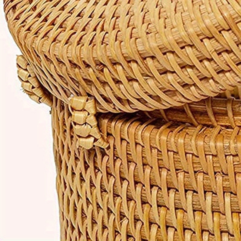 2pcs natural woven tissue box cover with lid rustic farmhouse bathroom decor toilet paper holder with openning compatible with single rolls for bathroom   room   no tools needed   rattan design sturdy base decorative storage ecoconscious buyers Product details 4